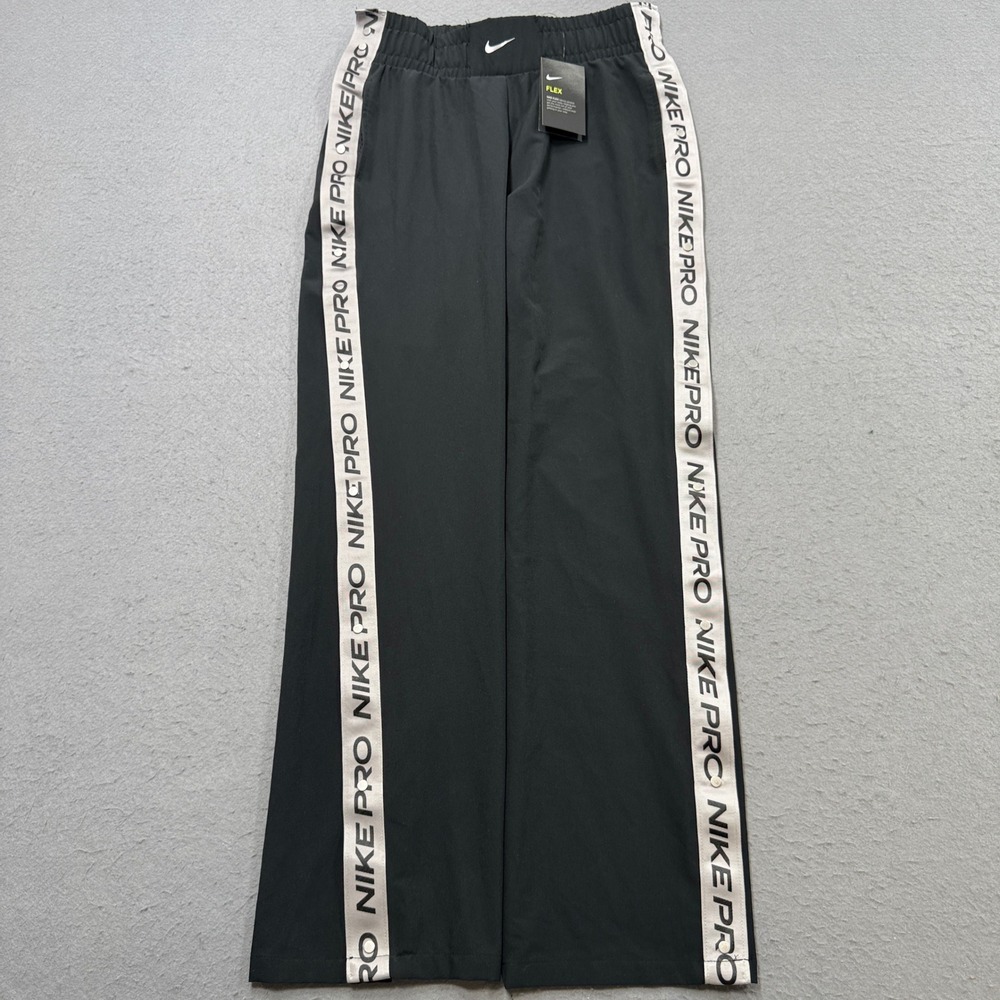 NEW Nike Pro Flex Pants Womens Small Black Wide Leg Mesh Lined Athletic Training